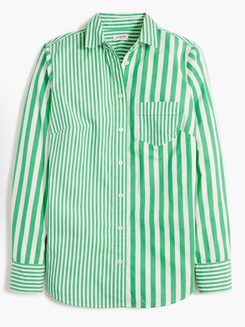 J Crew button up cotton shirt signature fit mix striped green top size small